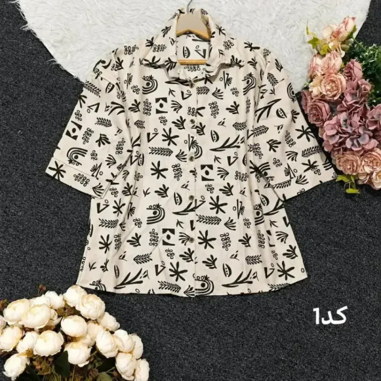 شومیز مانتویی لنین طرحدار پاییزه فری سایز