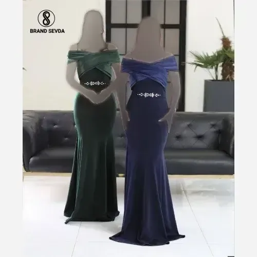 پیراهن مجلسی زنانه مدل پینار جنس قواصی و ساتن سنگدوزی شده سایز 38 تا 48