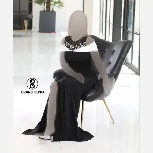 پیراهن مجلسی زنانه مدل آرالیا پارچه قواصی با خرجکار ساتن و سنگدوزی سایز 38 تا 48