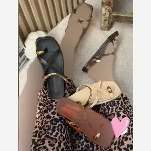 صندل انگشتی ضربدری زنانه رنگ کرم و قهوه ای سایز 37 و 38