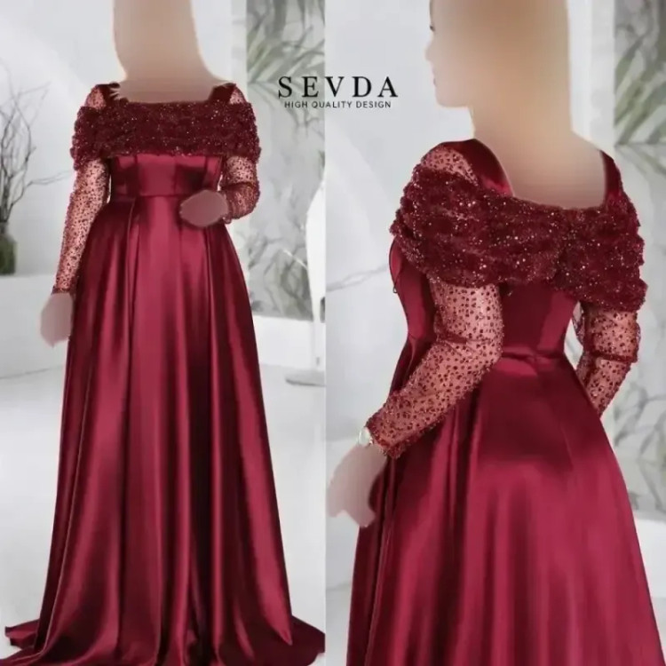 مدل بیتا لباس مجلسی پارچه جسیمکو با ساتن آمریکایی سایز 38 تا 48