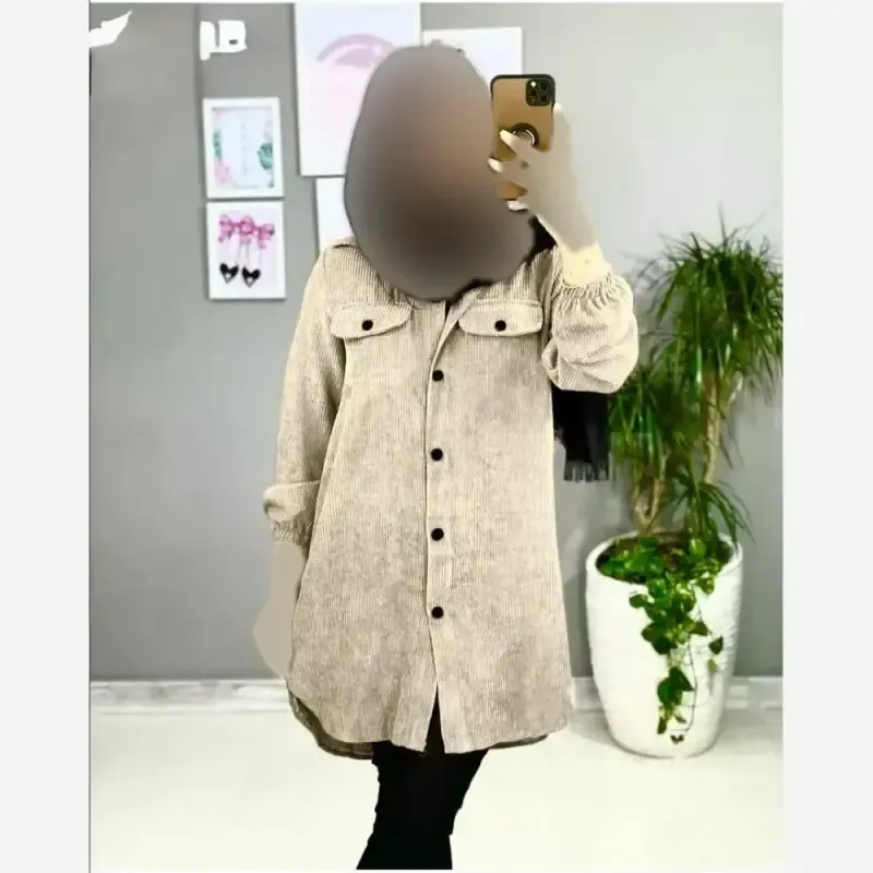 مانتو مخمل کبریتی پاییزه درجه یک فری سایز