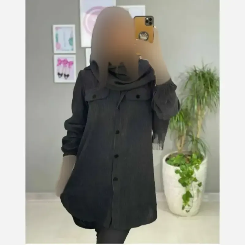 مانتو مخمل کبریتی پاییزه درجه یک فری سایز
