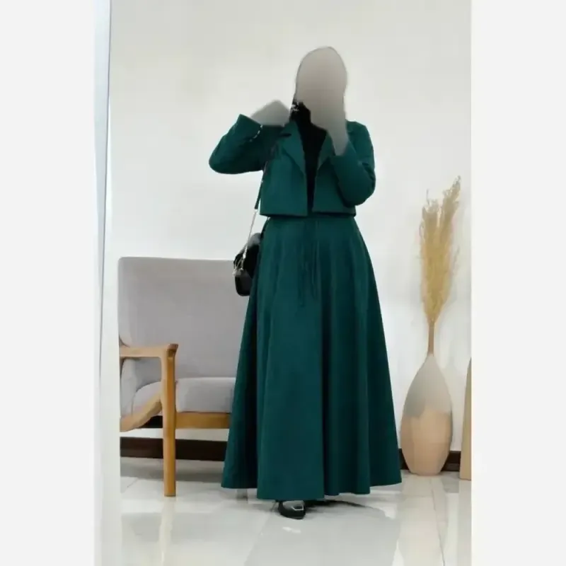 ست کت و دامن زنانه جنس لینن شانتون سه نخ