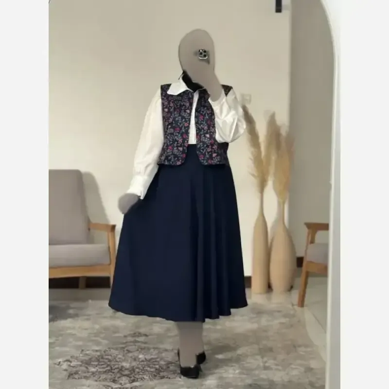 ست کت و دامن زنانه جنس لینن شانتون سه نخ