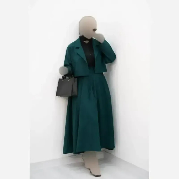ست کت شلوار مزونی کرپ دبل باربی وارداتی مشکی