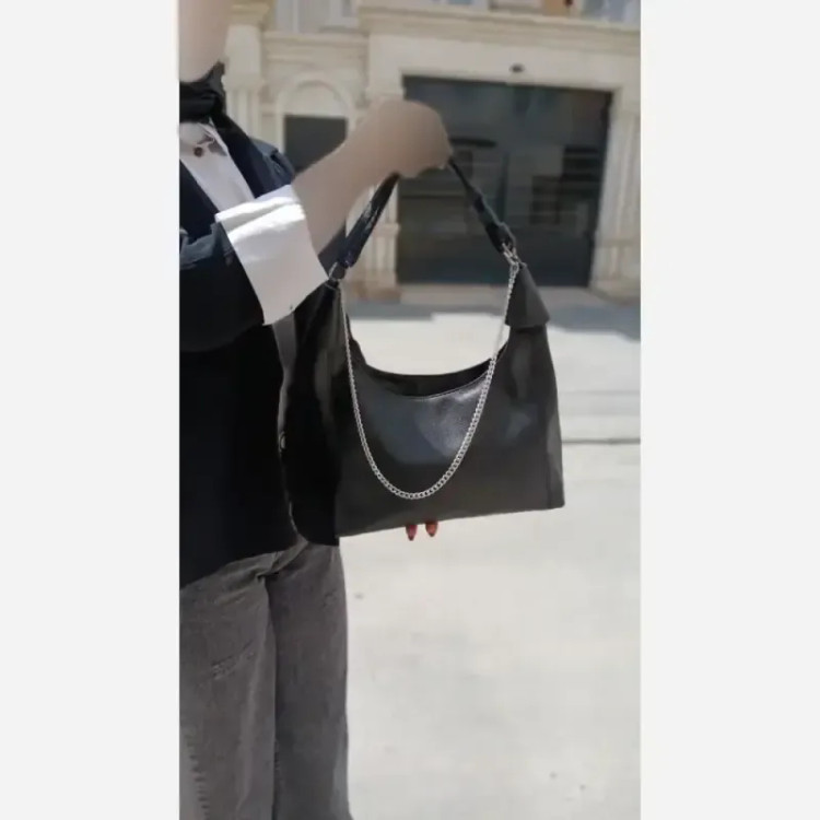 کیف دستی زنانه چرم شرانگ خارجی مشکی سایز 30 در 23