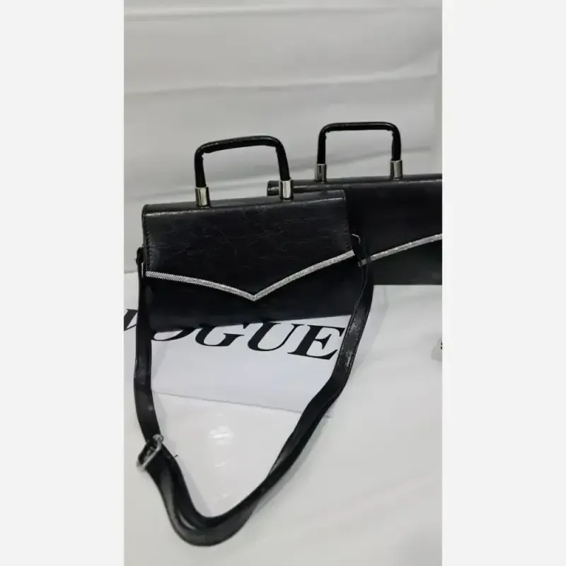کیف مجلسی ماهلین چرم مشکی سایز 25 در 15