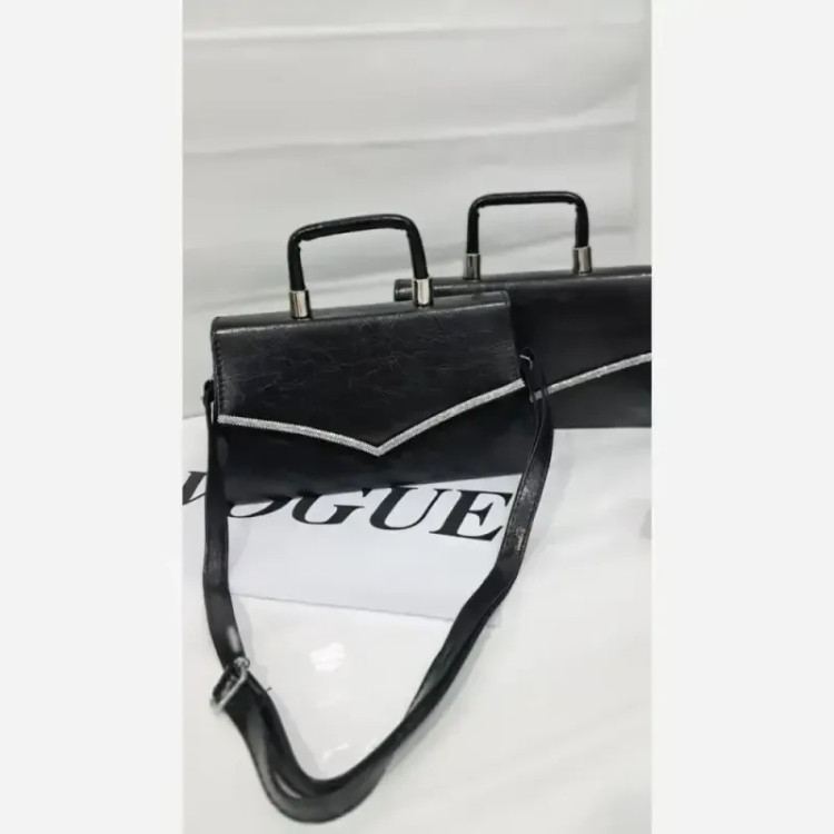 کیف مجلسی ماهلین چرم مشکی سایز 25 در 15