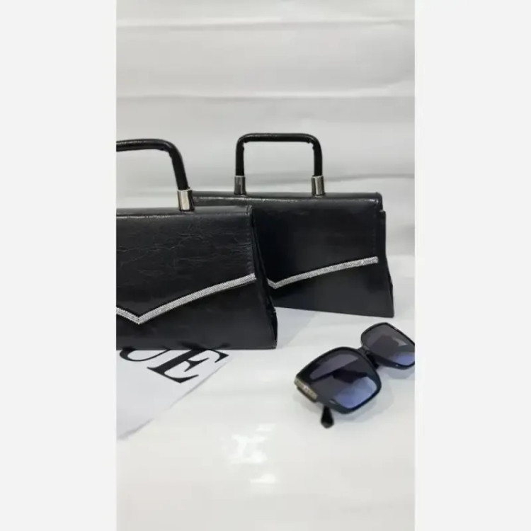 کیف مجلسی ماهلین چرم مشکی سایز 25 در 15