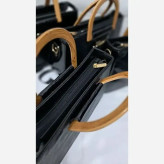 کیف دسته چوبی گیشا چرم ورنی بند دوشی بلند سایز 15 در 25