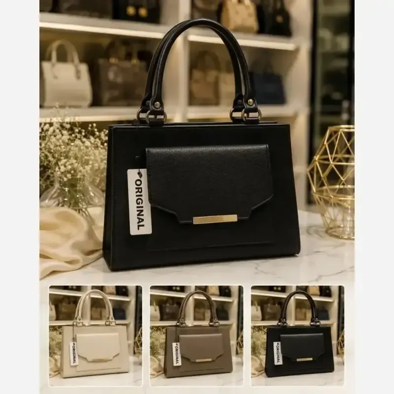 کیف مدل هانیس چرم خارجی رنگ مشکی سایز 25 در 29 بند دوشی