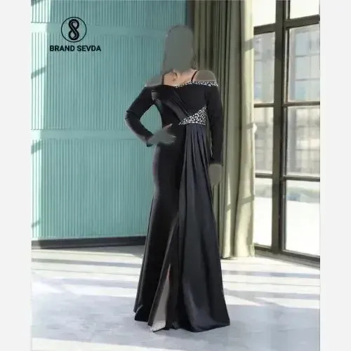 مدل نیلسا لباس مجلسی مازراتی و ساتن سنگ دوزی شده سایز 38 تا 46