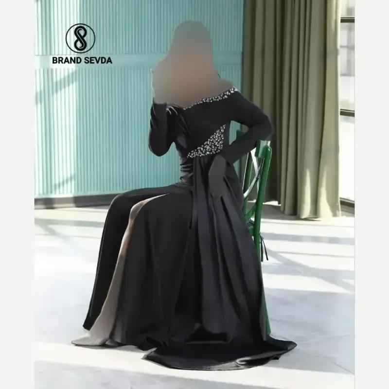 مدل نیلسا لباس مجلسی مازراتی و ساتن سنگ دوزی شده سایز 38 تا 46