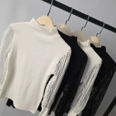 بلوز زنانه یقه 5 سانت آستین توری فانریپ سوپر پنبه کبریتی فری سایز