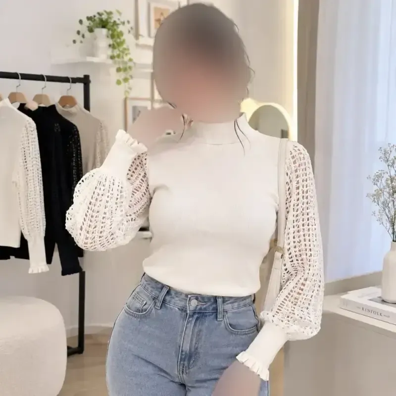 بلوز زنانه یقه 5 سانت آستین توری فانریپ سوپر پنبه کبریتی فری سایز