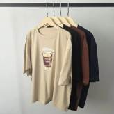 تیشرت باکسی طرح coffee نخ پنبه درجه یک فری سایز