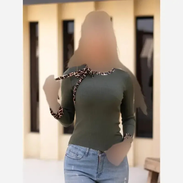 بلوز حاشیه پلنگی گره ای فانریپ پنبه کبریتی فری سایز