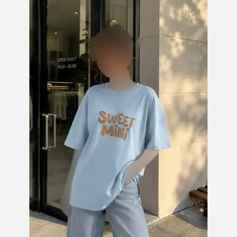 تیشرت باکسی نخ پنبه طرح sweet mini فری سایز