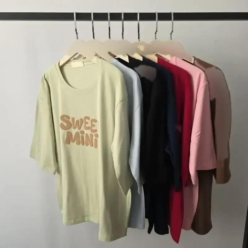 تیشرت باکسی نخ پنبه طرح sweet mini فری سایز