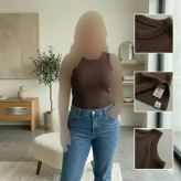 تاپ یقه گرد قواره دار کرکره ای جنس پنبه کرکره ای درجه یک فری سایز