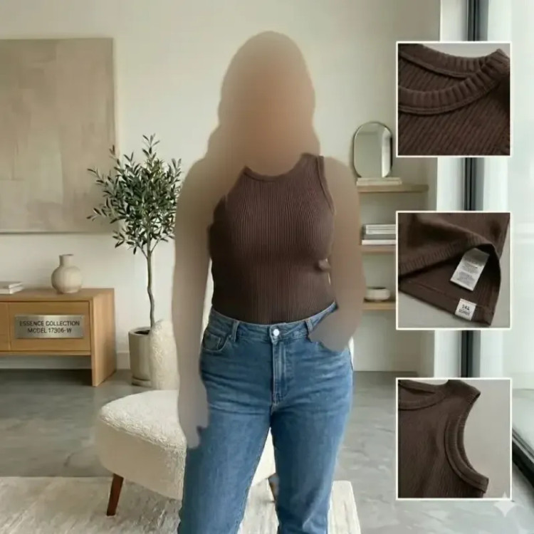 تاپ یقه گرد قواره دار کرکره ای جنس پنبه کرکره ای درجه یک فری سایز