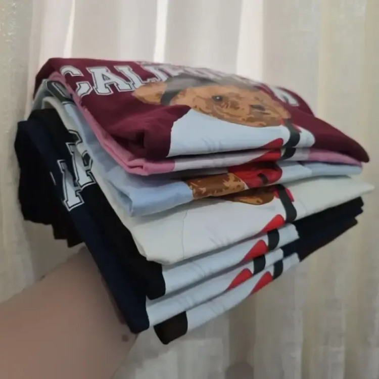 تیشرت باکسی نخ پنبه طرح تدی کالیفرنیا فری سایز