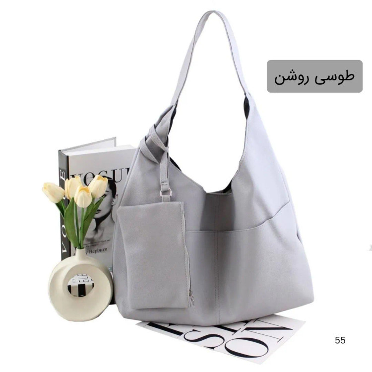 کیف زنانه چرم مصنوعی روزمره و دانشگاهی سه جیب بیرونی