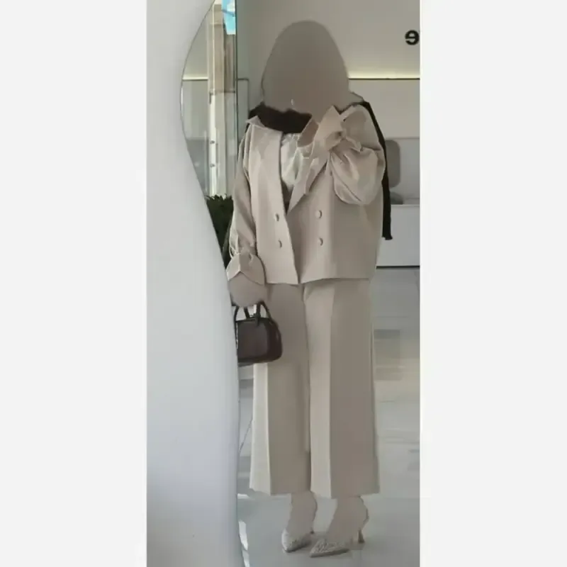 کت شلوار زنانه مازراتی مدل انگور واید لگ سایز فری 38 تا 48 رنگ مشکی شکلاتی استخوانی