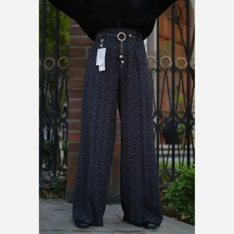 شلوار فول بگ پلنگی کنزو وارداتی پشت کمر کش سایز لارج و ایکس لارج