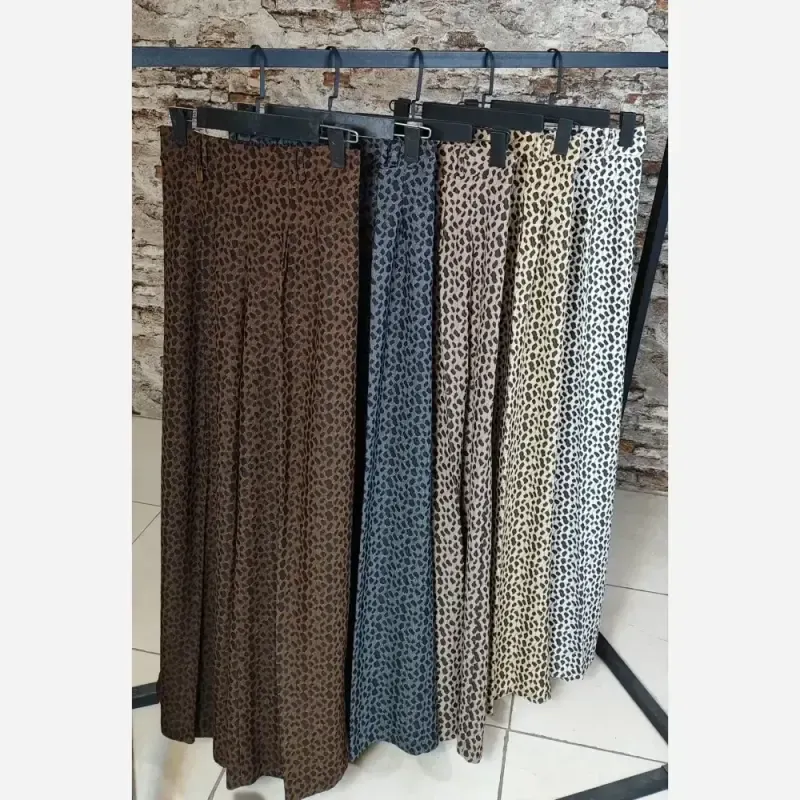 شلوار فول بگ پلنگی کنزو وارداتی پشت کمر کش سایز لارج و ایکس لارج
