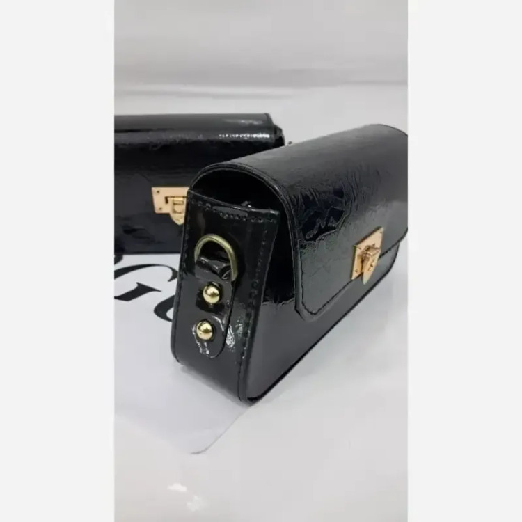 کیف دوشی چرم ورنی مدل آنیا