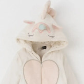 سرهمی کلاهدار مخمل دخترانه طرح تک شاخ