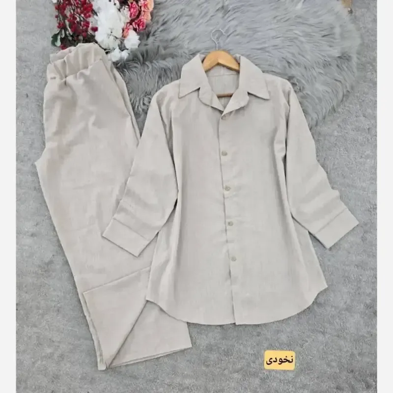 ست مانتو شلوار کراش زنانه فری سایز رنگ بندی متنوع