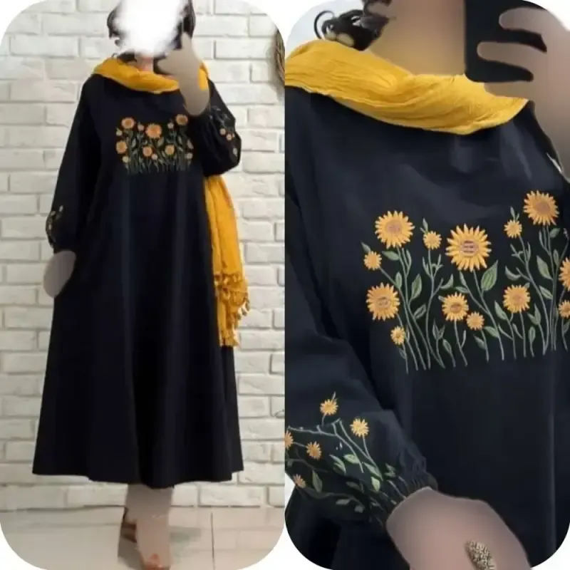 کفتان گلدوزی پاییزه مخمل کبریتی ریز فری سایز قد 140
