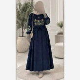 کفتان گلدوزی پاییزه مخمل کبریتی ریز فری سایز قد 140