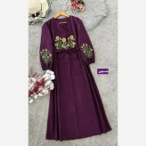 کفتان گلدوزی پاییزه مخمل کبریتی ریز فری سایز قد 140