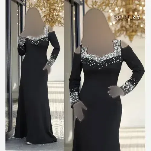 ماکسی مجلسی زنانه جنس قواصی مروارید دوزی شده سایز 36 تا 50