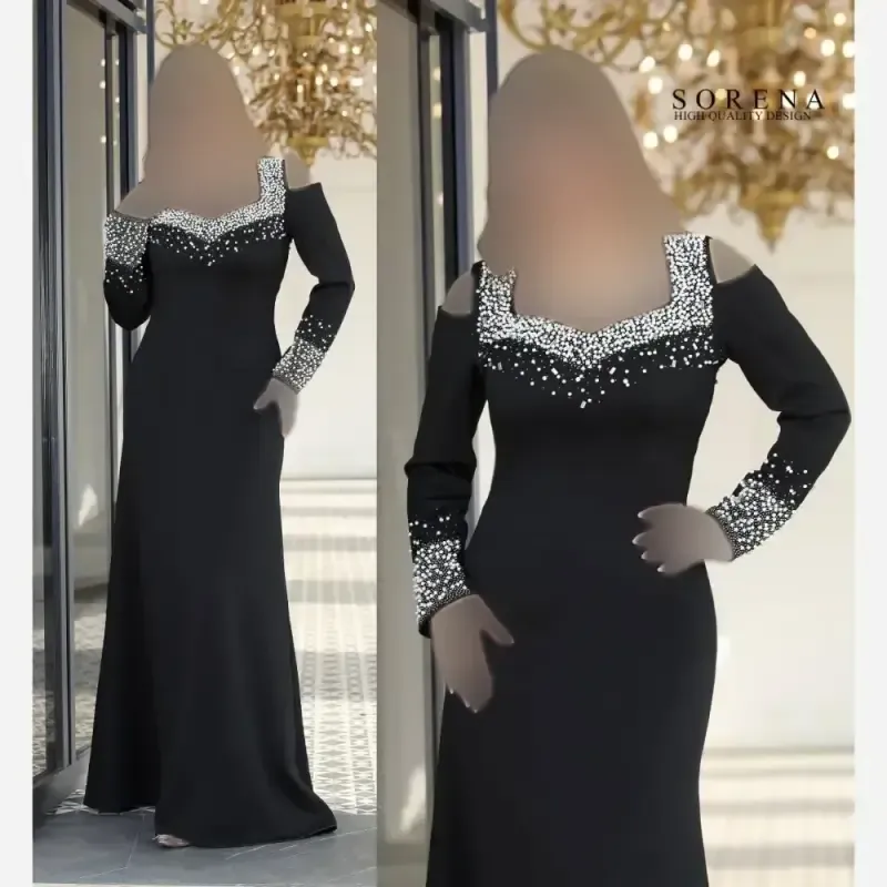 ماکسی مجلسی زنانه جنس قواصی مروارید دوزی شده سایز 36 تا 50