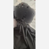 توربان شالدار گیپور و حریر سنگدوزی کاردست رنگ مشکی