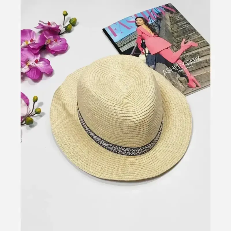 کلاه حصیری وارداتی فریسایز لبه 6 سانت