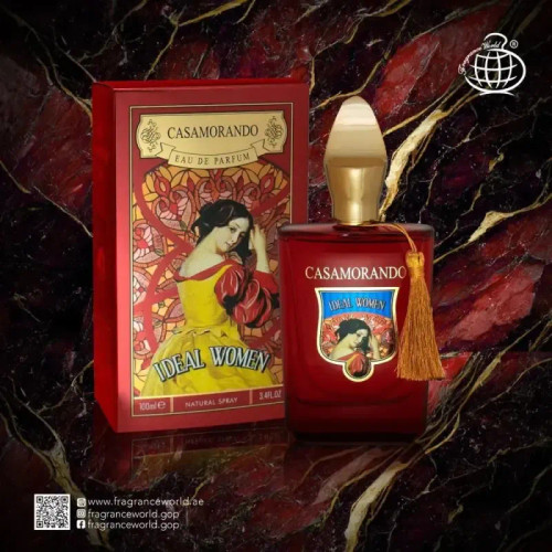 عطر زنانه فرگرنس ورد مدل کازاموراتی بوکت آیدل قرمز ادوپرفیوم حجم 100 میل طبع گرم و شیرین شرقی چوبی