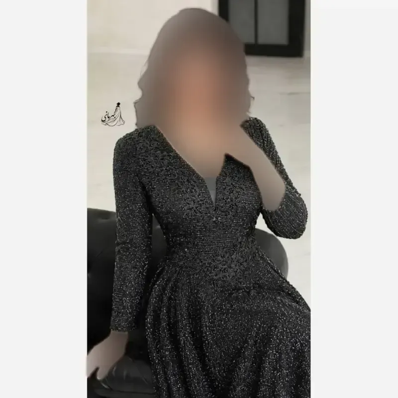 پیراهن مجلسی زنانه زرین قد 155 سنگدوزی گیپور کاپدار سایزبندی 40 تا 58 دانتل چمنی مشکی