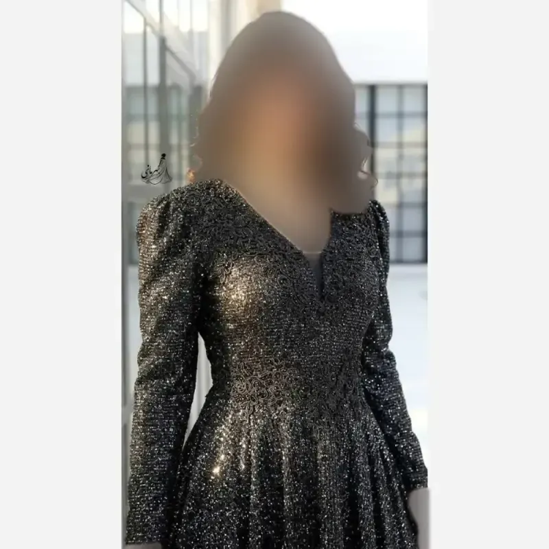 پیراهن مجلسی زنانه زرین قد 155 سنگدوزی گیپور کاپدار سایزبندی 40 تا 58 دانتل چمنی مشکی