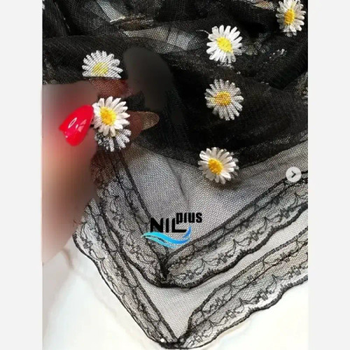 مینی اسکارف توری گیپوردار قواره 70 سانت ایستایی عالی