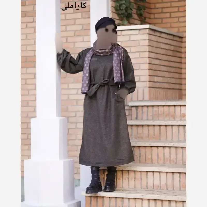 پیراهن تک فیلتو فوتر موهر اعلا فری سایز کرم کاراملی
