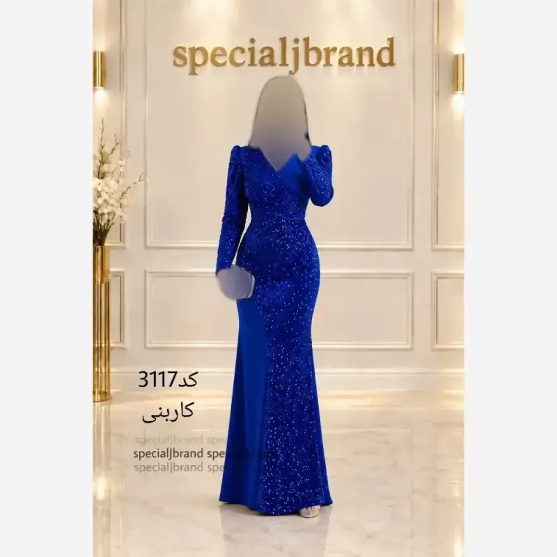 ماکسی مجلسی ریچل کرپ کش و پولک مخمل قد 145 و 155
