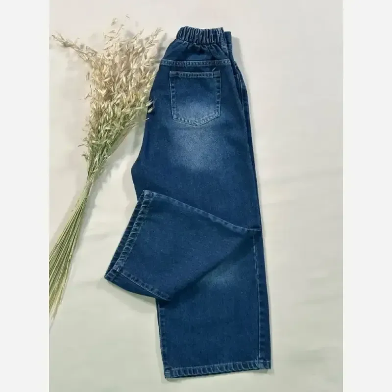شلوار بگ جین اصل زنانه قد 80 شسته شده سنگشور شده سایزبندی کامل