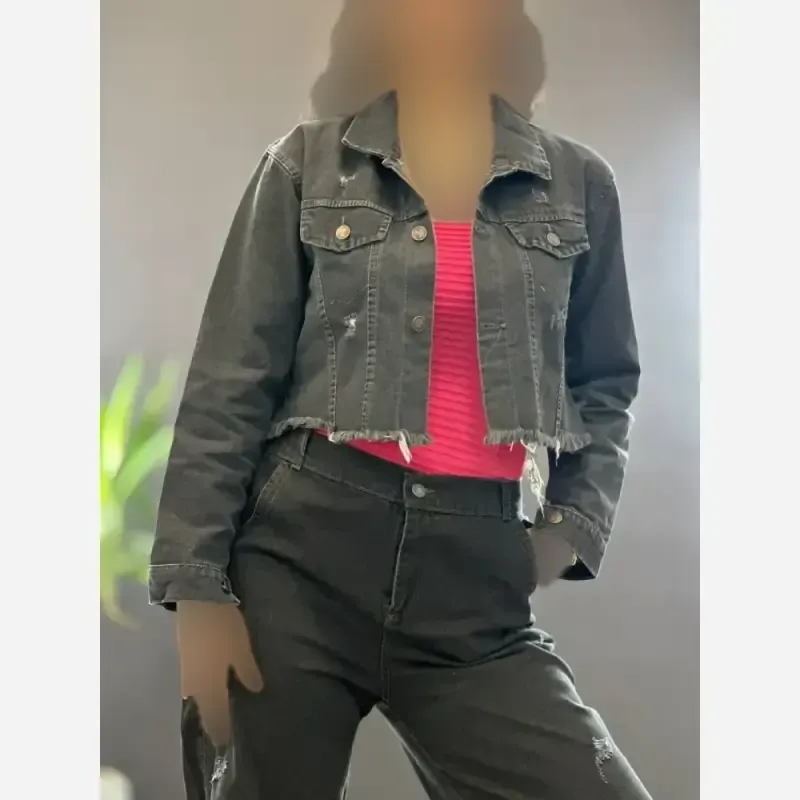 کراپ جین زنانه اصل شسته شده سنگشور شده ذغالی یخی سایز 36 تا 42