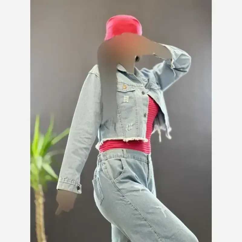 کراپ جین زنانه اصل شسته شده سنگشور شده ذغالی یخی سایز 36 تا 42